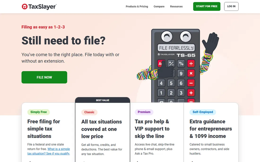 TaxSlayer homepage