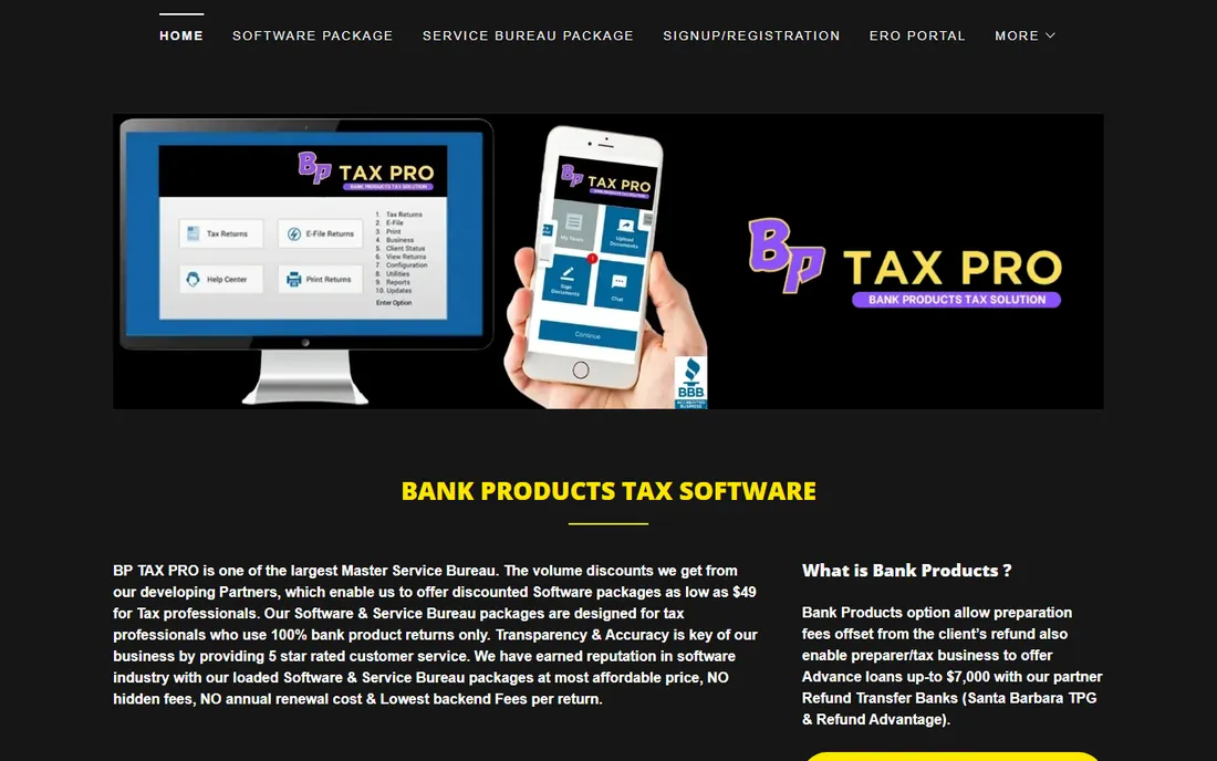 BP TaxPro homepage