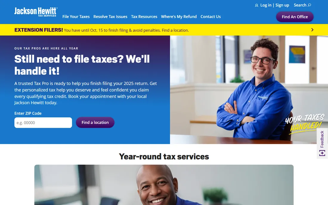 Jackson Hewitt Online homepage