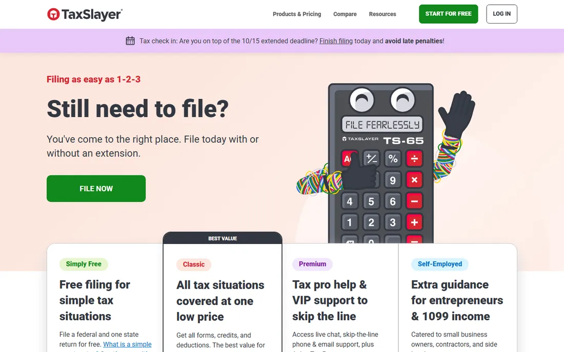 TaxSlayer homepage