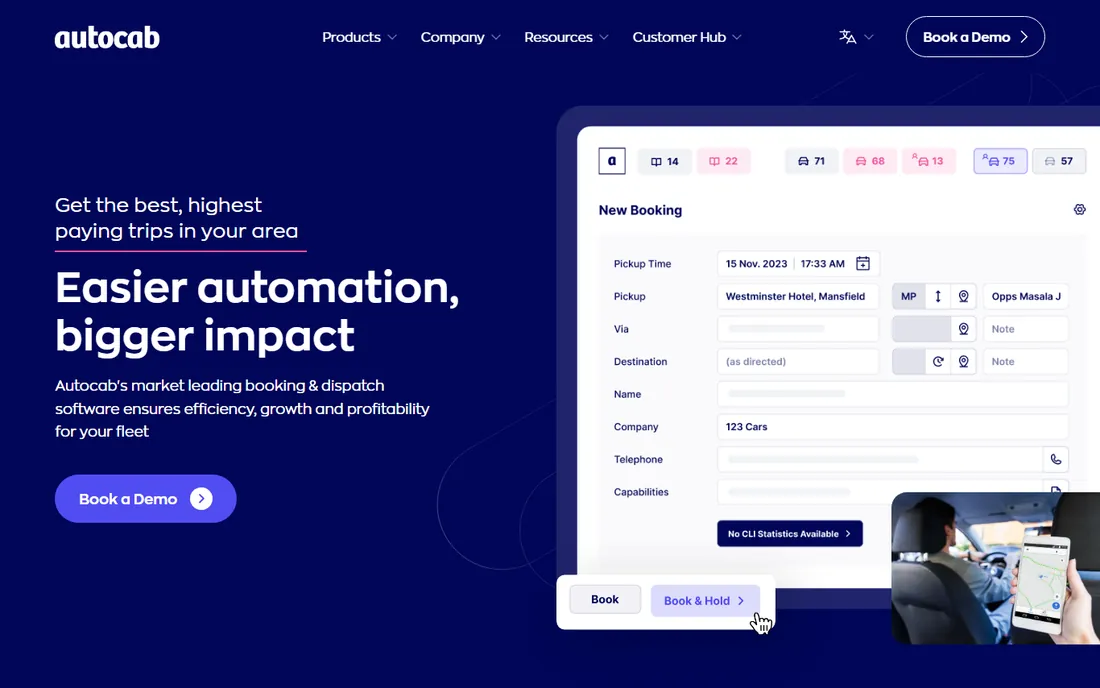 Autocab homepage