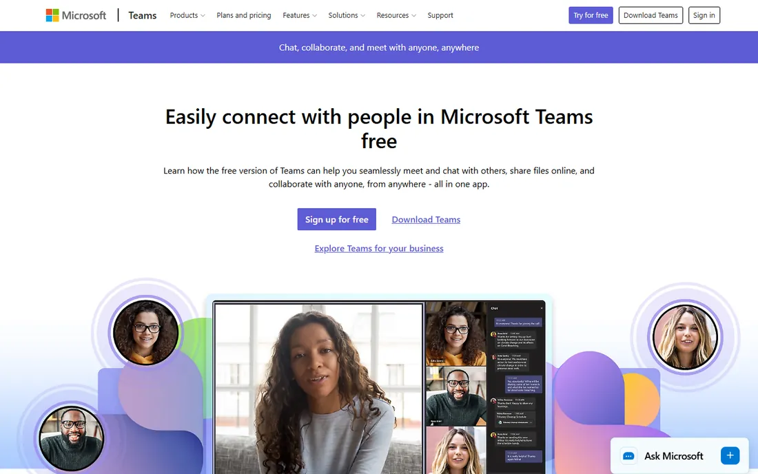 Microsoft Teams homepage
