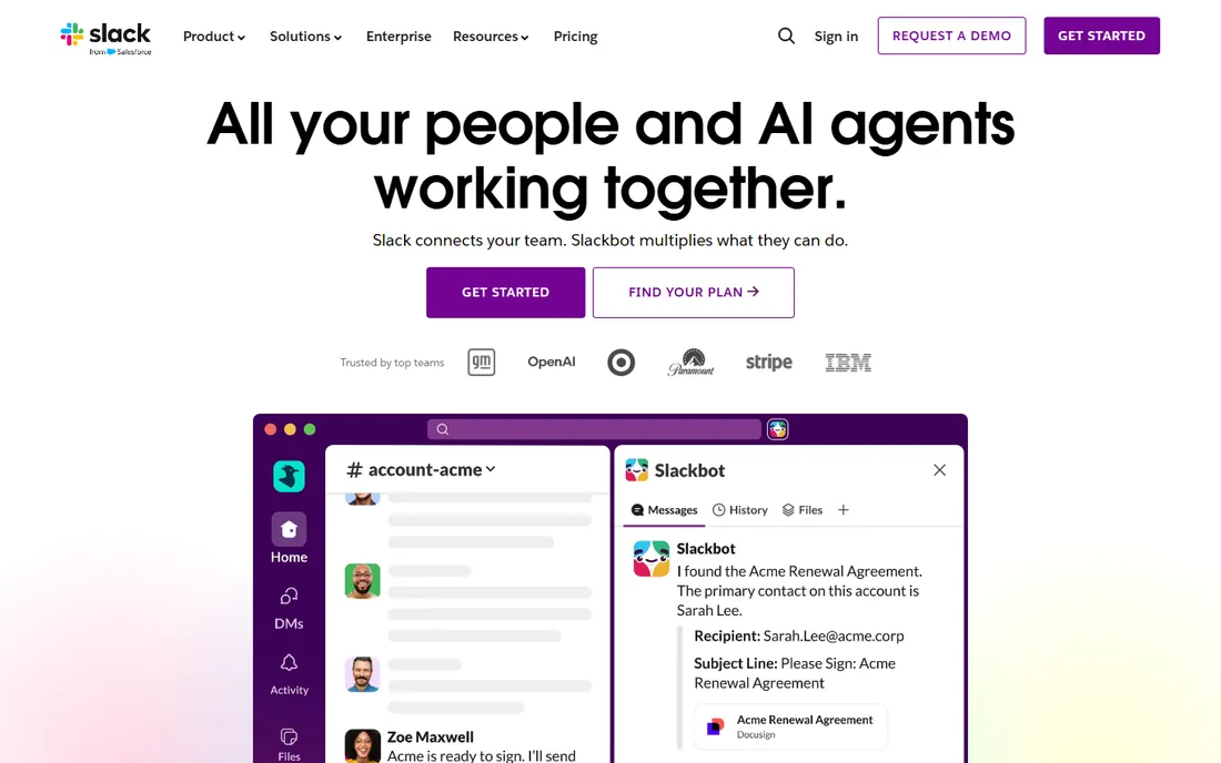 Slack homepage