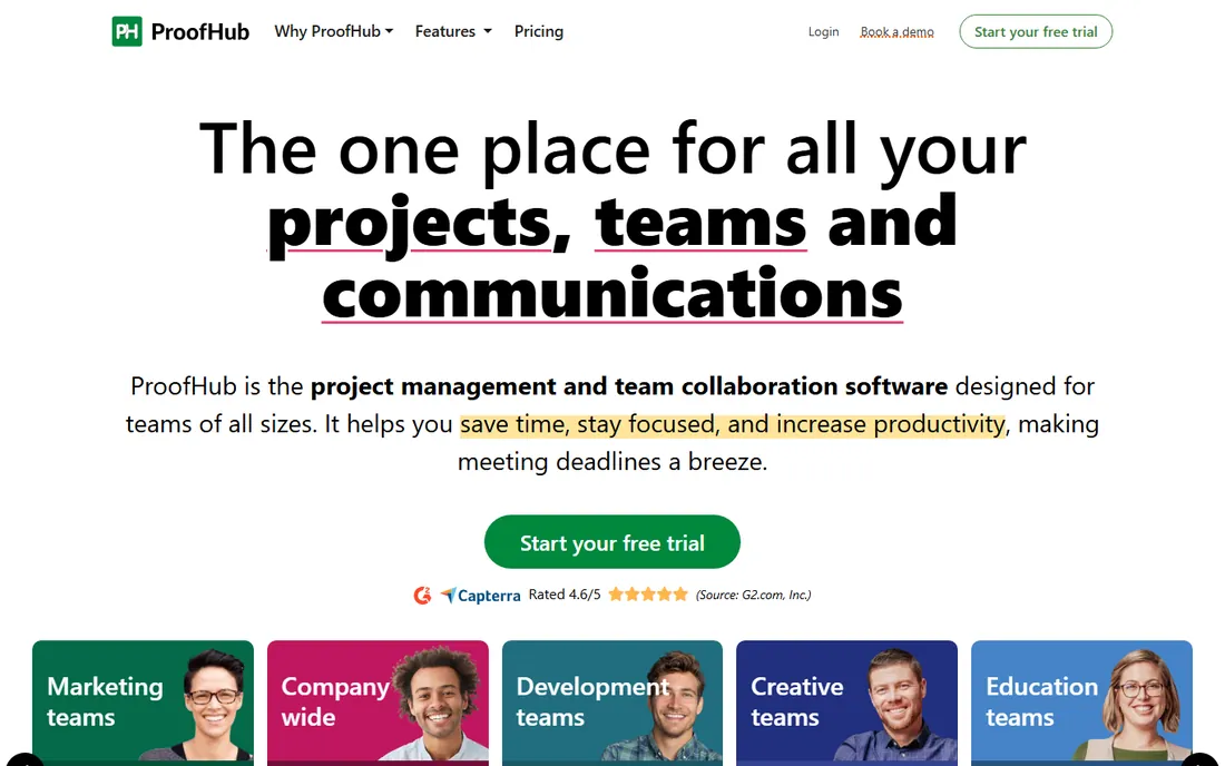ProofHub homepage