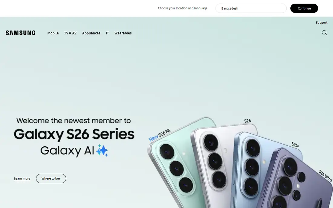 Samsung homepage