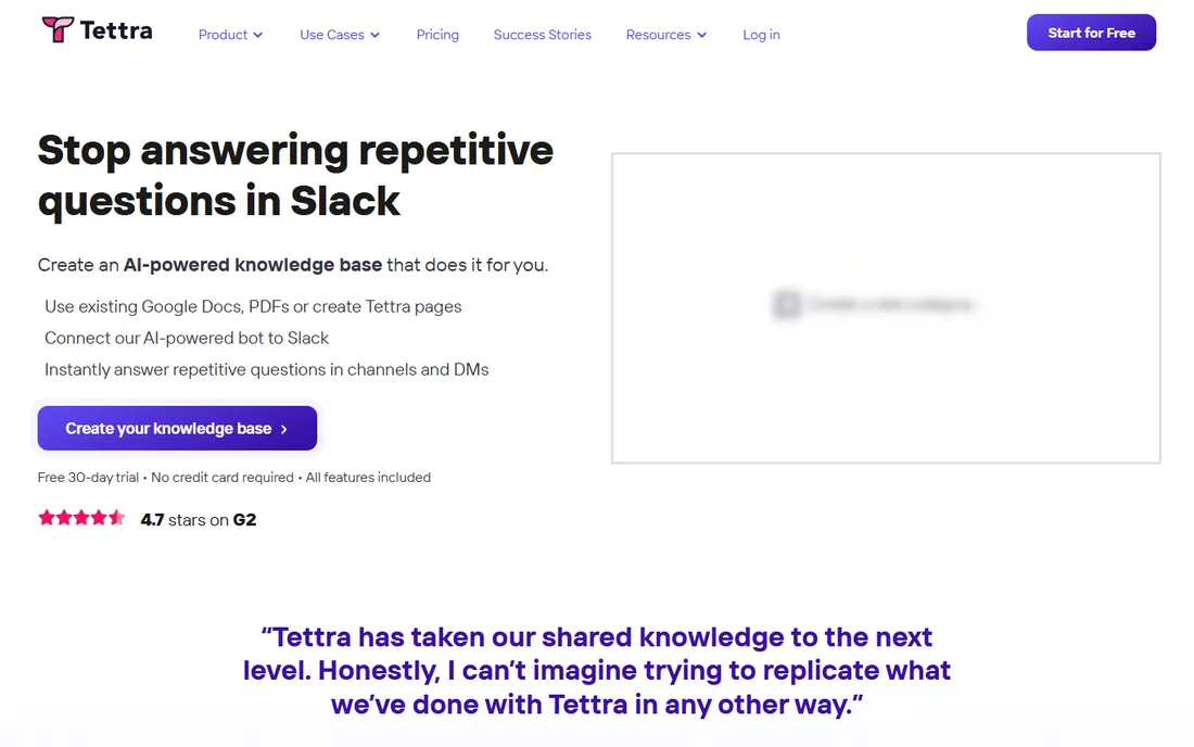 Tettra homepage