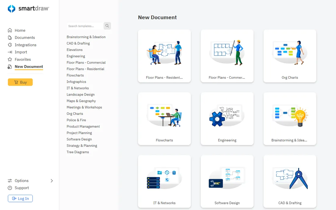 SmartDraw homepage