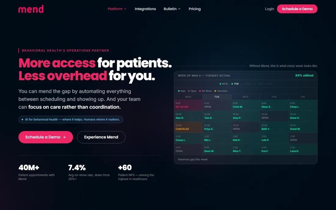 Mend homepage