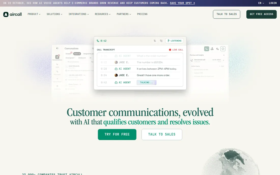 Aircall homepage