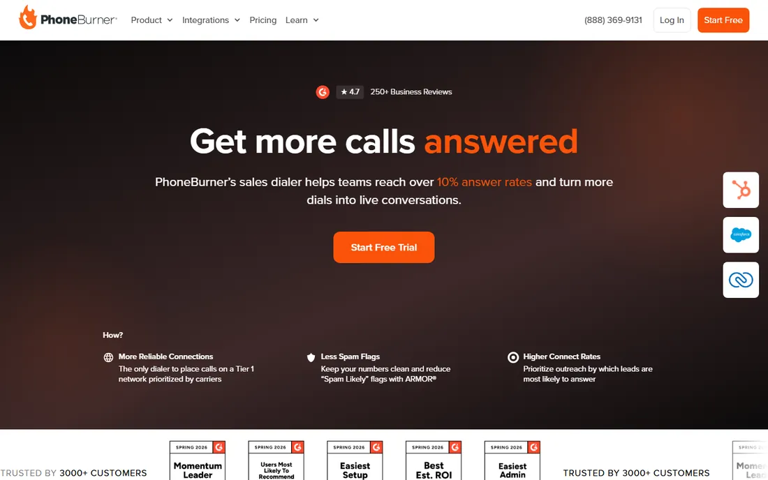 PhoneBurner homepage
