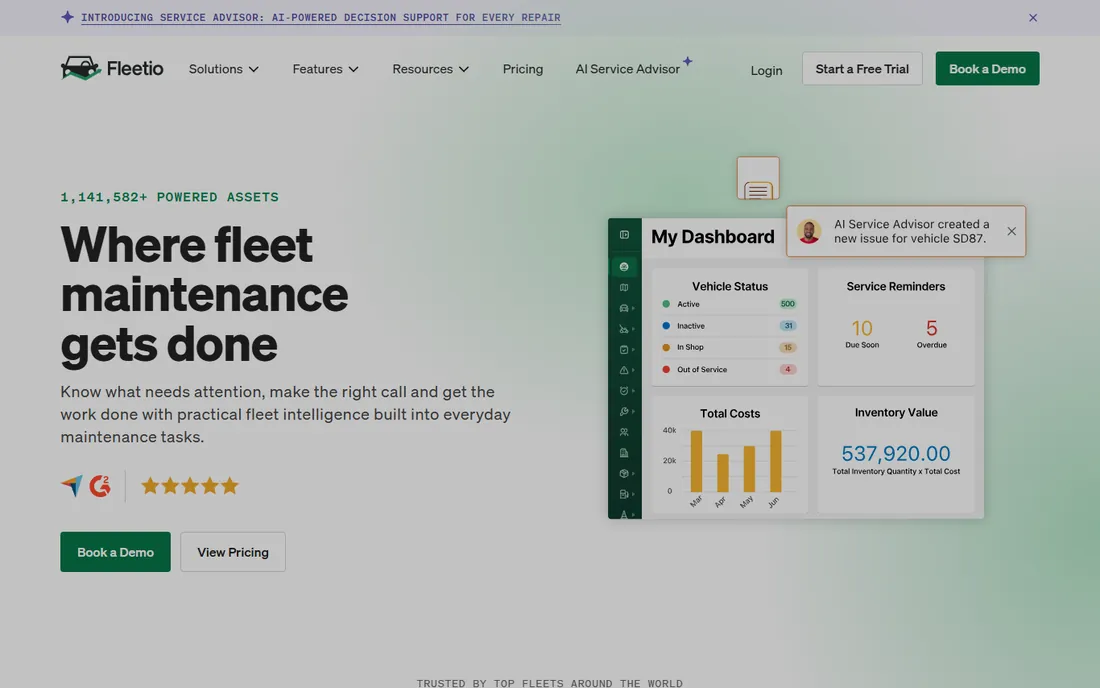 Fleetio homepage