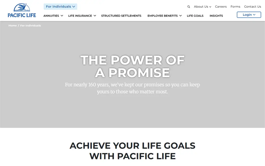 Pacific Life homepage