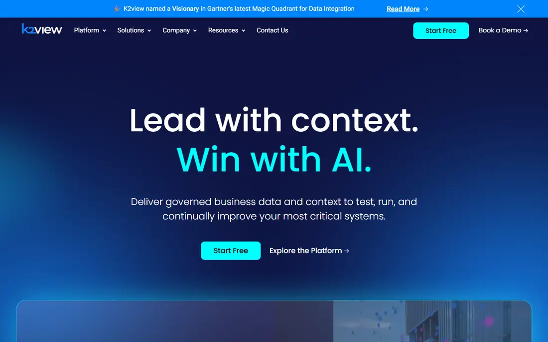 K2view homepage