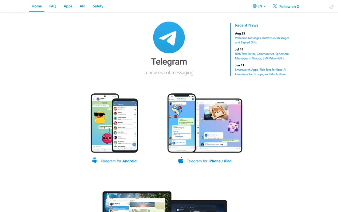 Telegram homepage