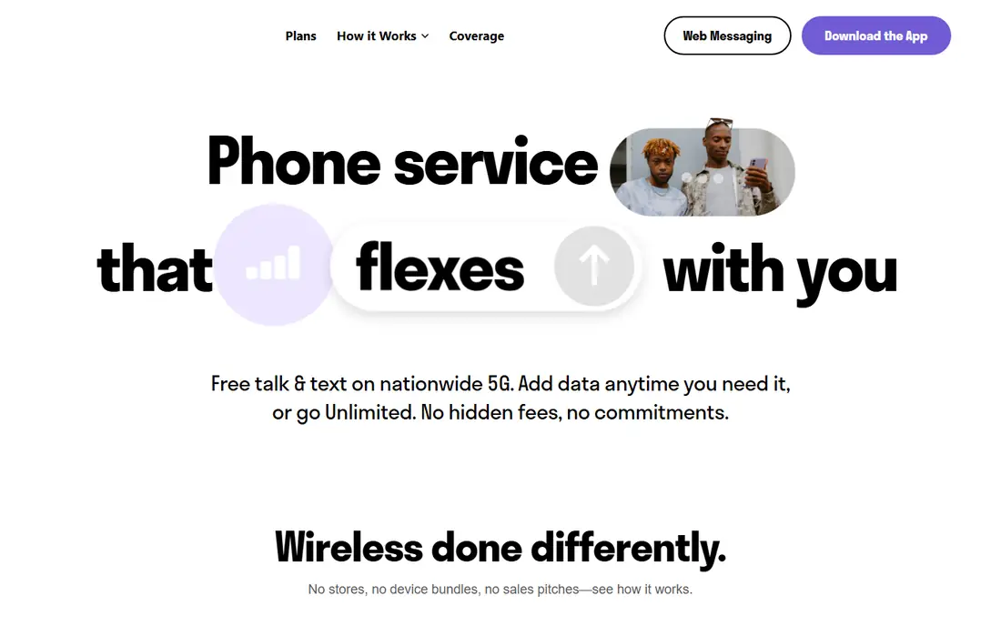 TextNow homepage