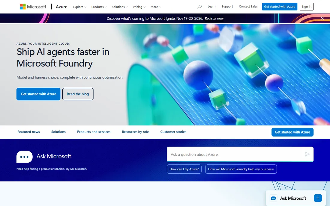 Azure AI Vision homepage