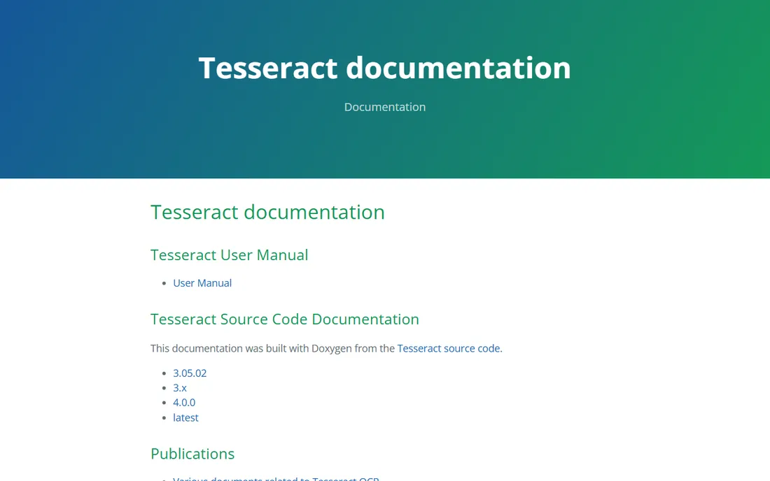 Tesseract homepage