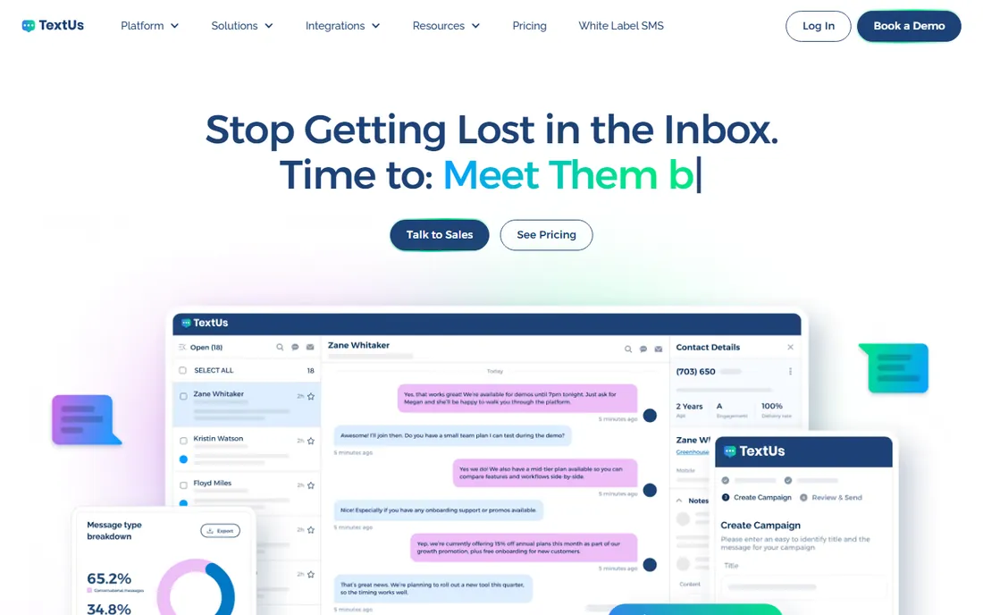 TextUs homepage