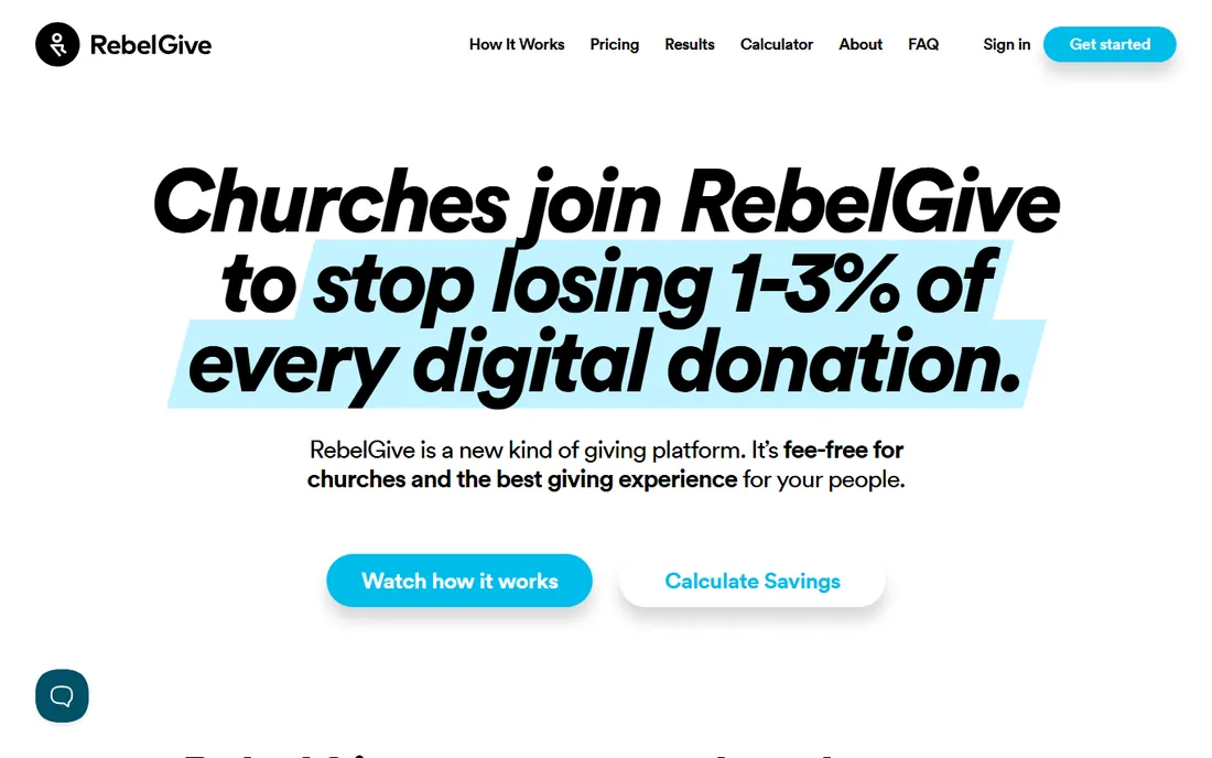 RebelGive homepage