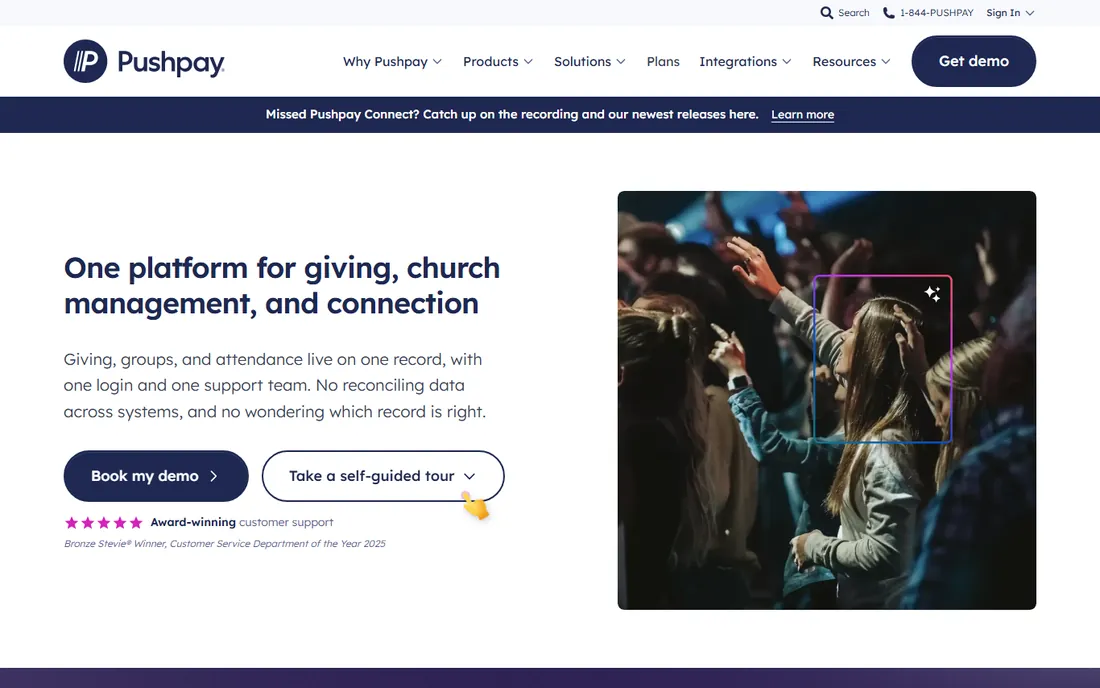 Pushpay homepage