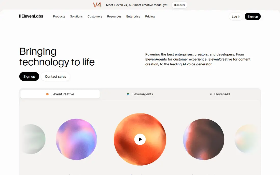 ElevenLabs homepage