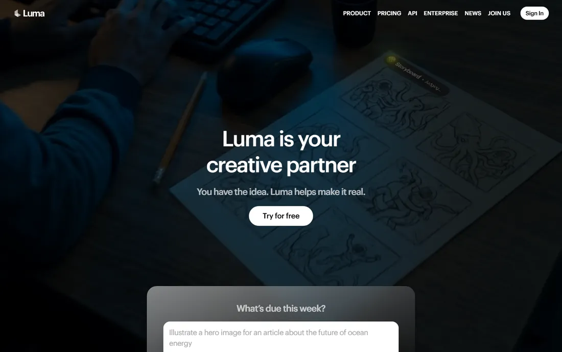 Luma homepage