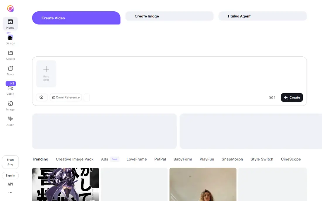 Hailuo AI homepage
