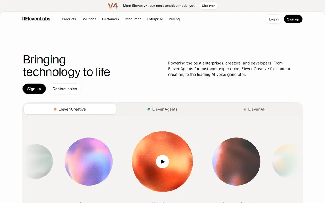 ElevenLabs homepage