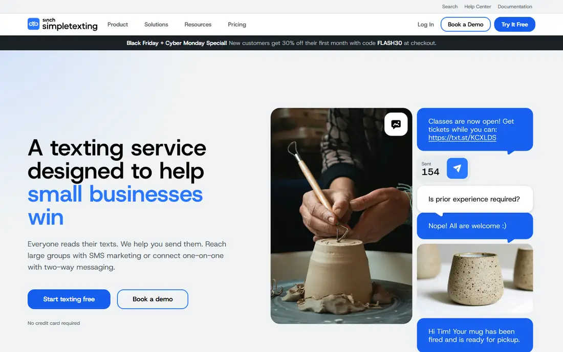 SimpleTexting homepage