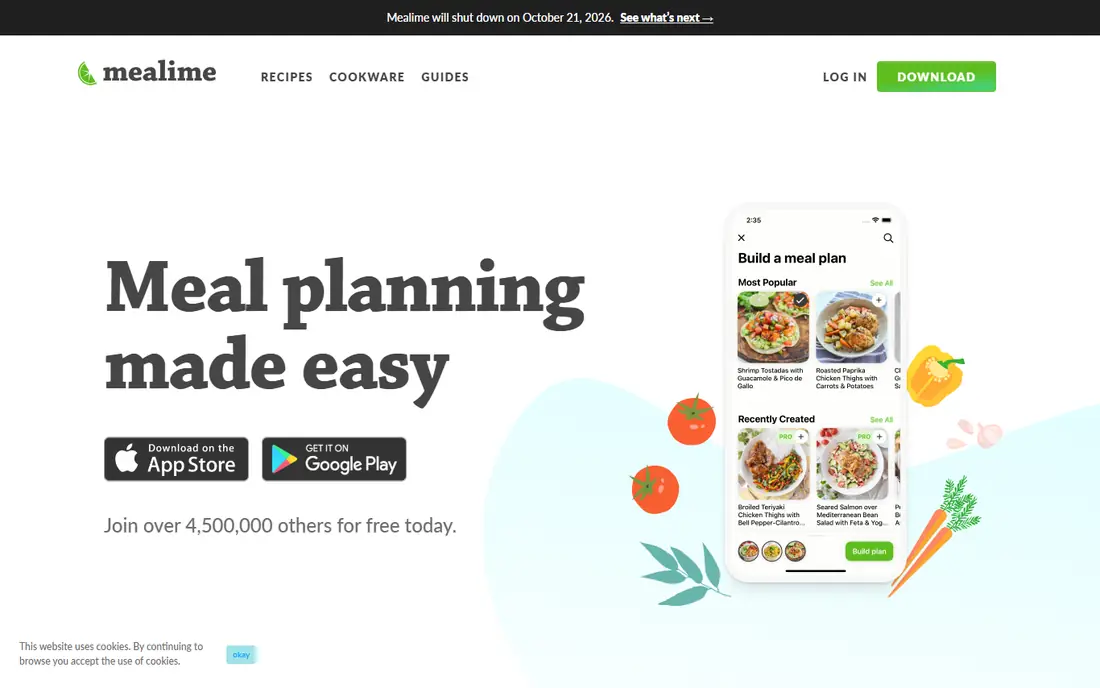 Mealime homepage