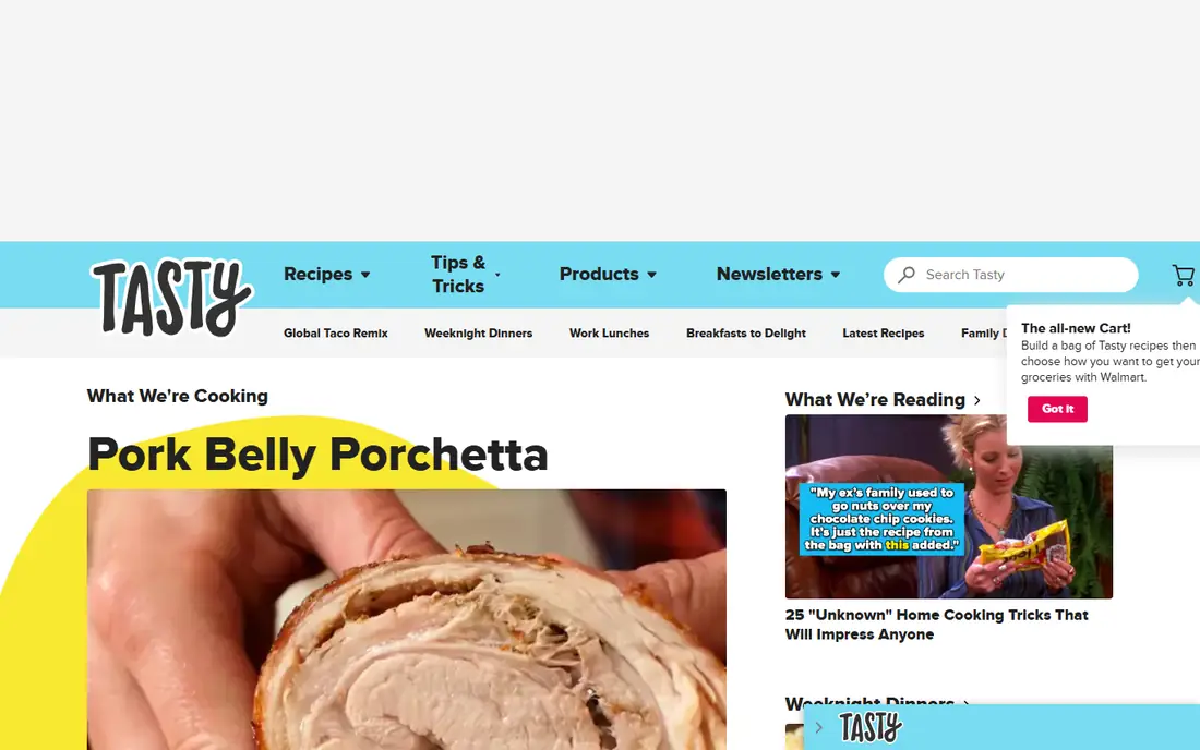 Tasty homepage