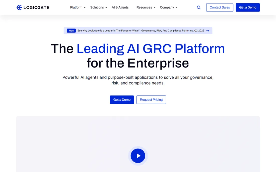LogicGate Risk Cloud homepage