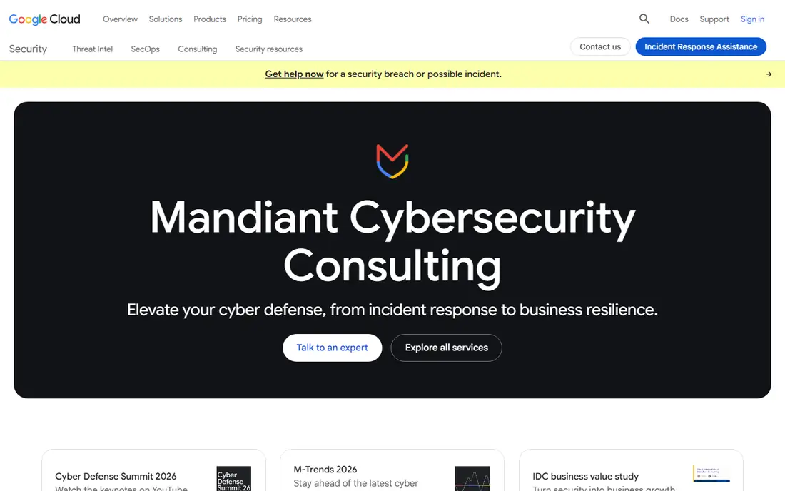 Mandiant Advantage homepage