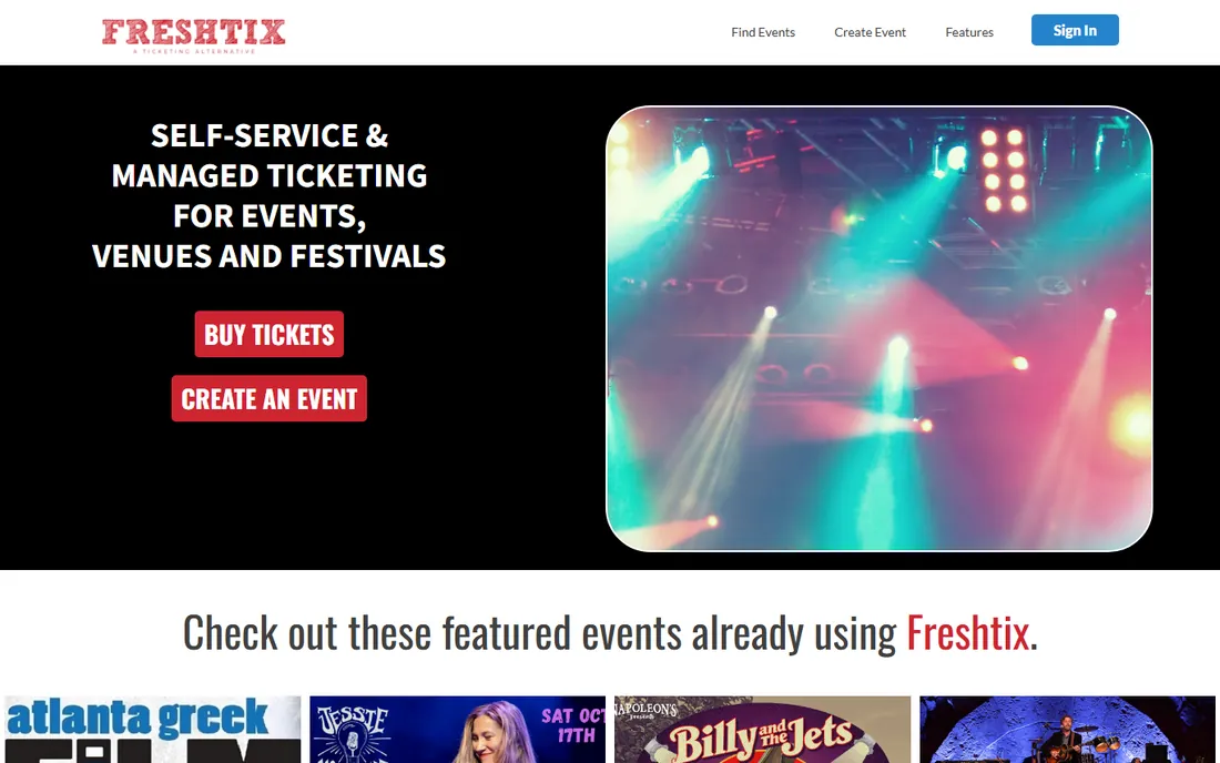 FreshTix homepage