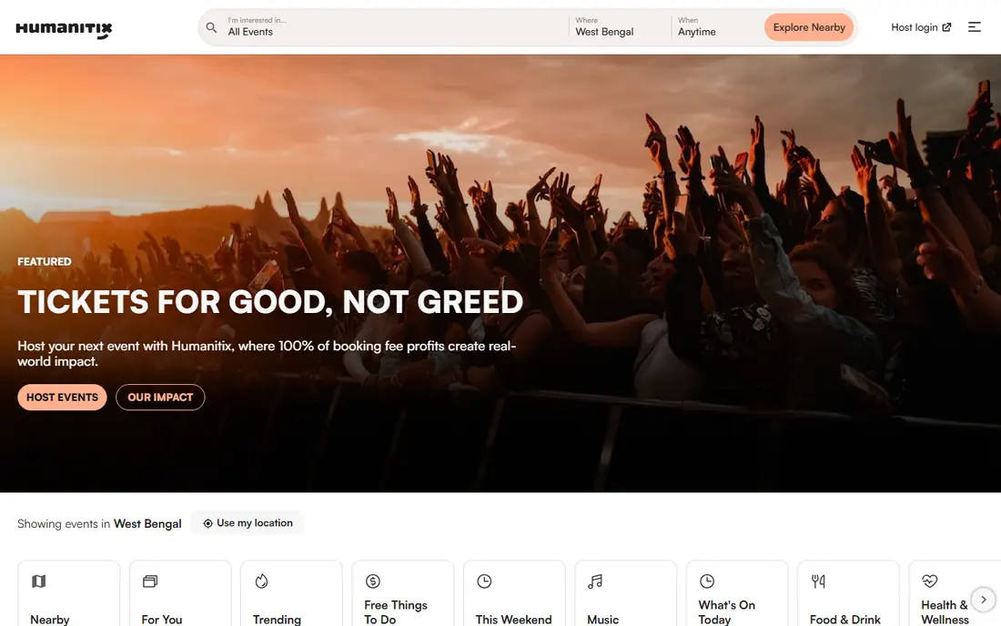 Humanitix homepage