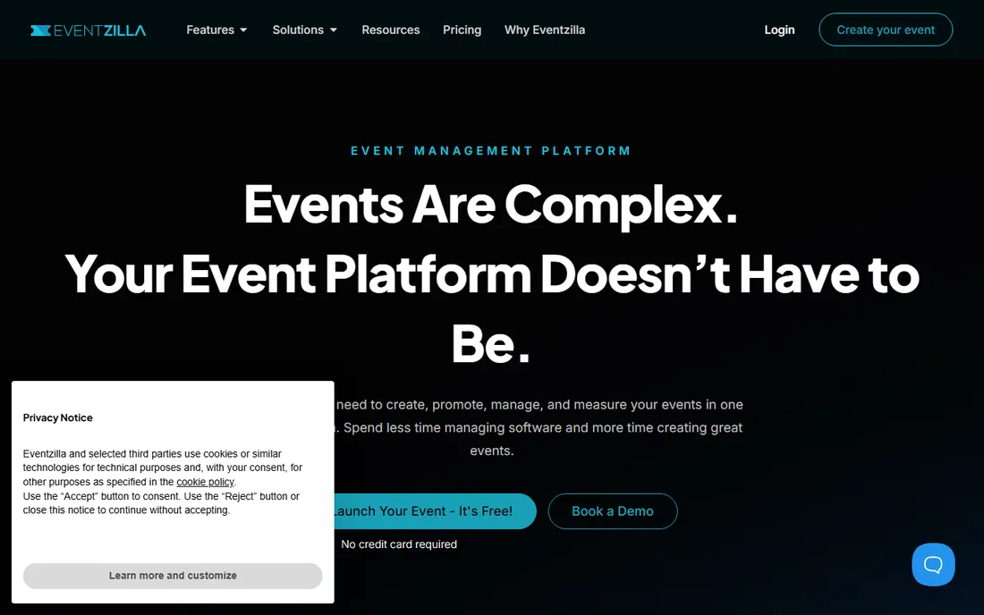 Eventzilla homepage