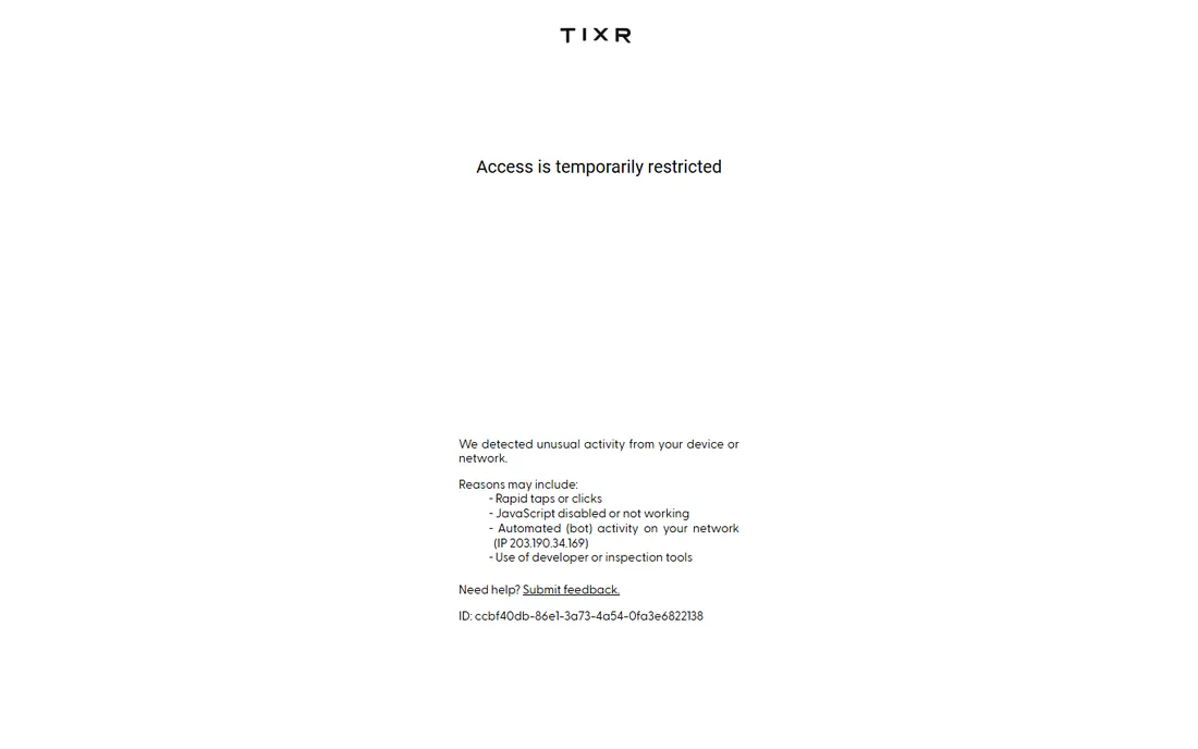 Tixr homepage