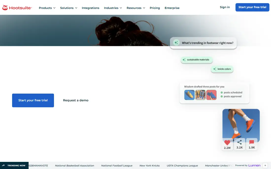 Hootsuite homepage