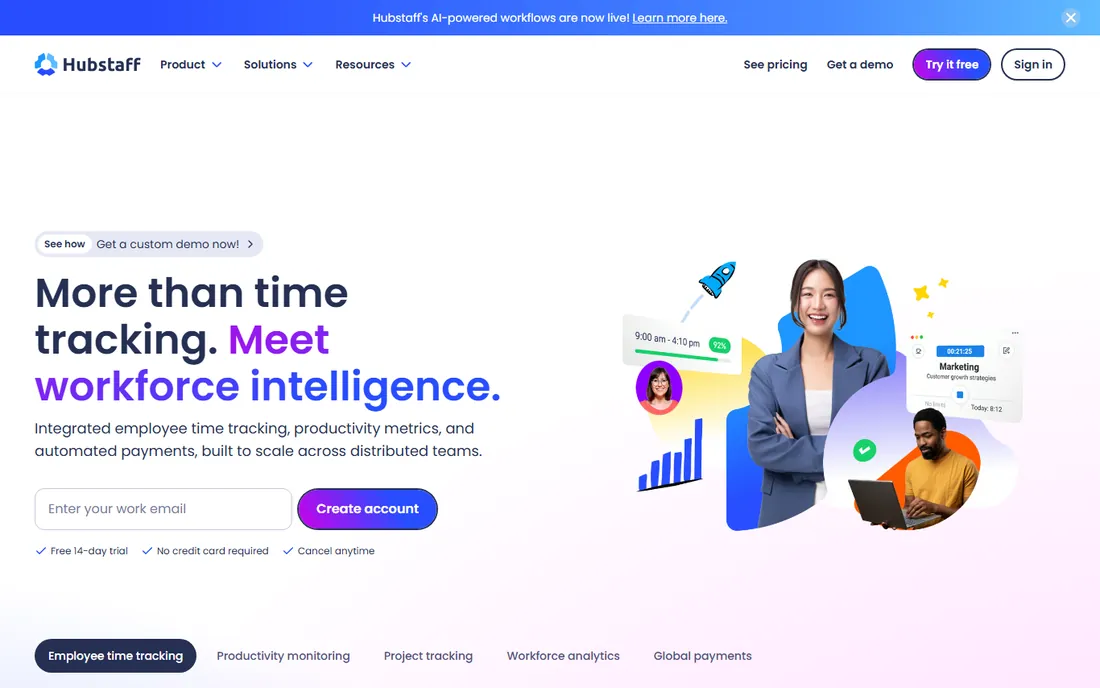 Hubstaff homepage