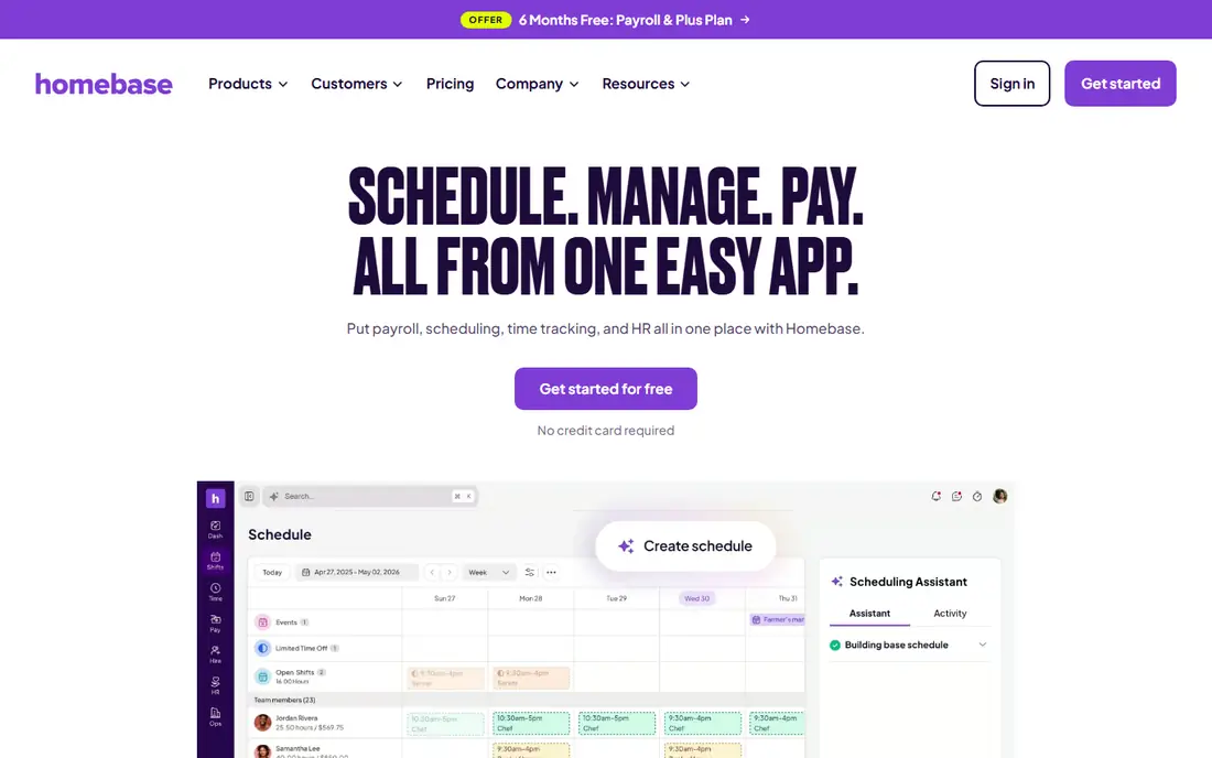 Homebase homepage