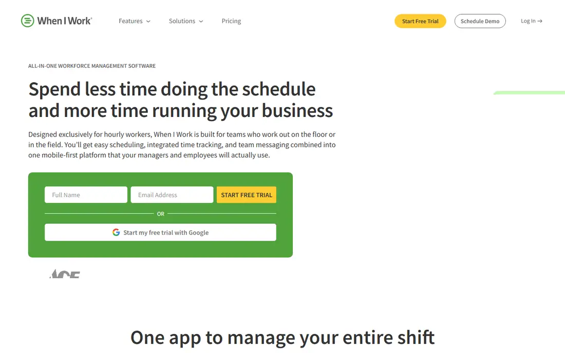 When I Work homepage
