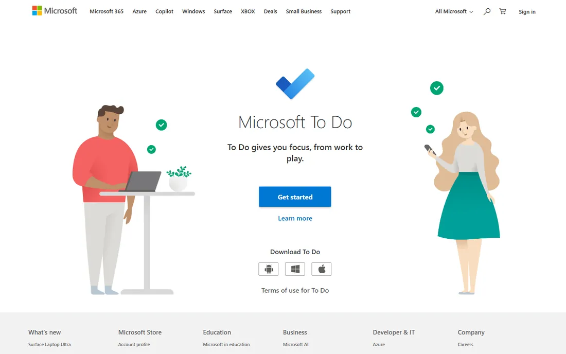 Microsoft To Do homepage