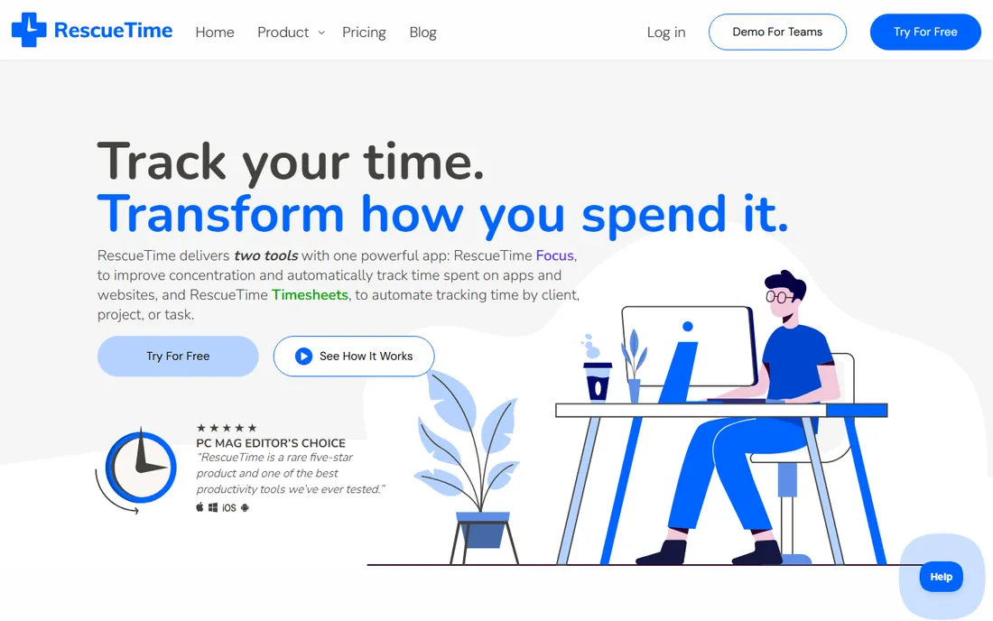 RescueTime homepage