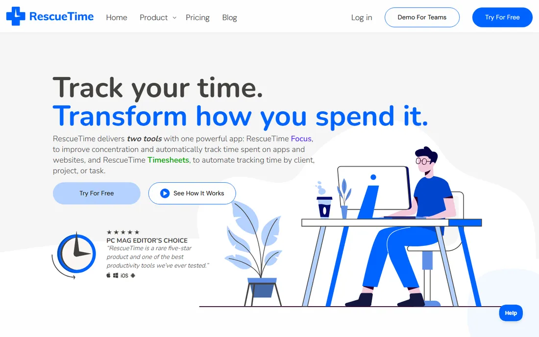 RescueTime homepage