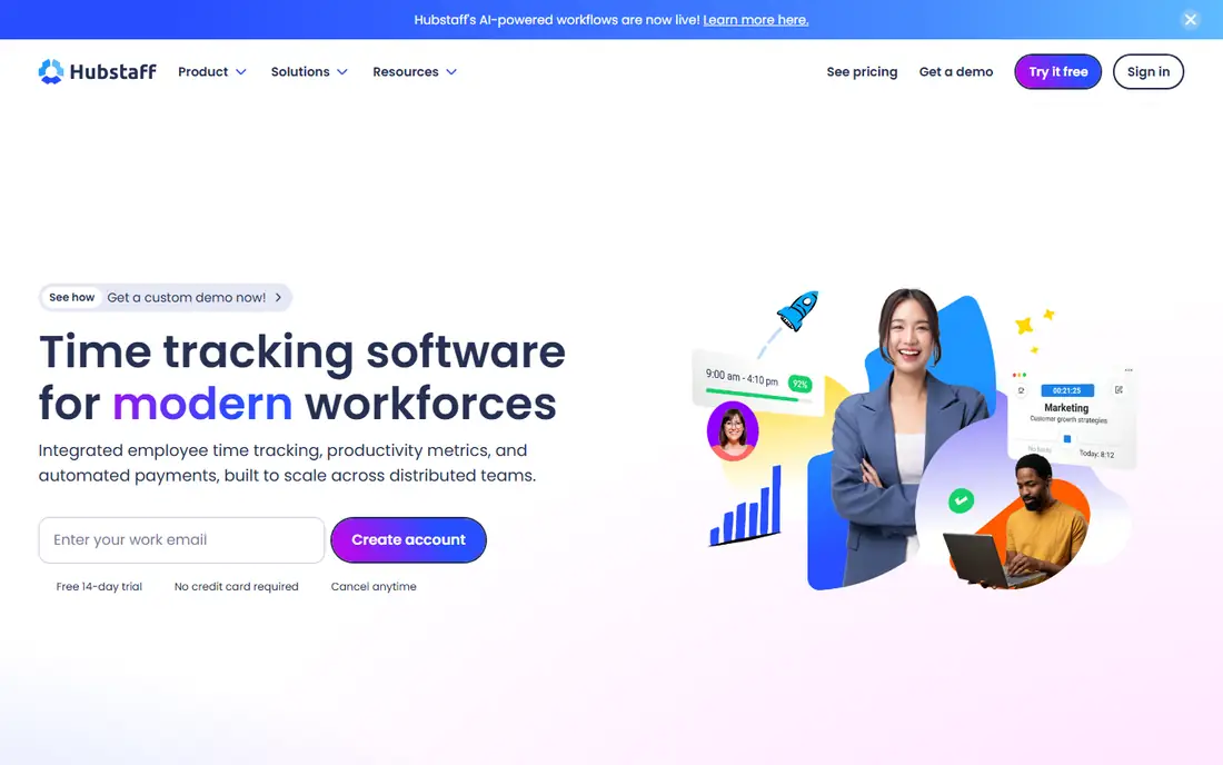 Hubstaff homepage