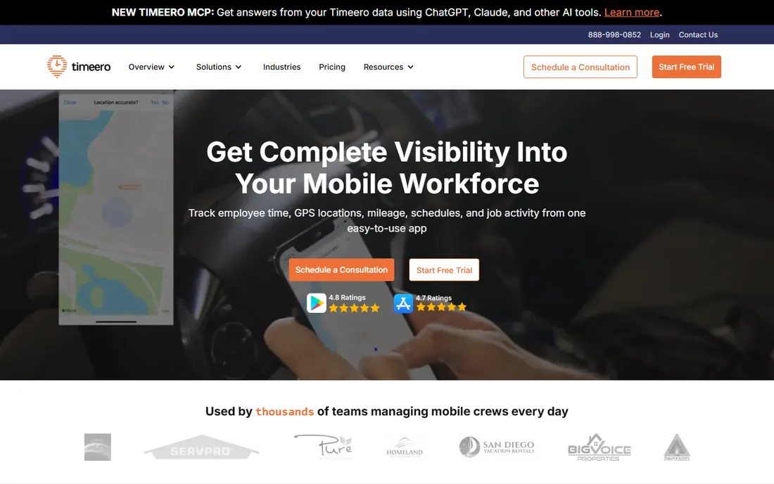 Timeero homepage