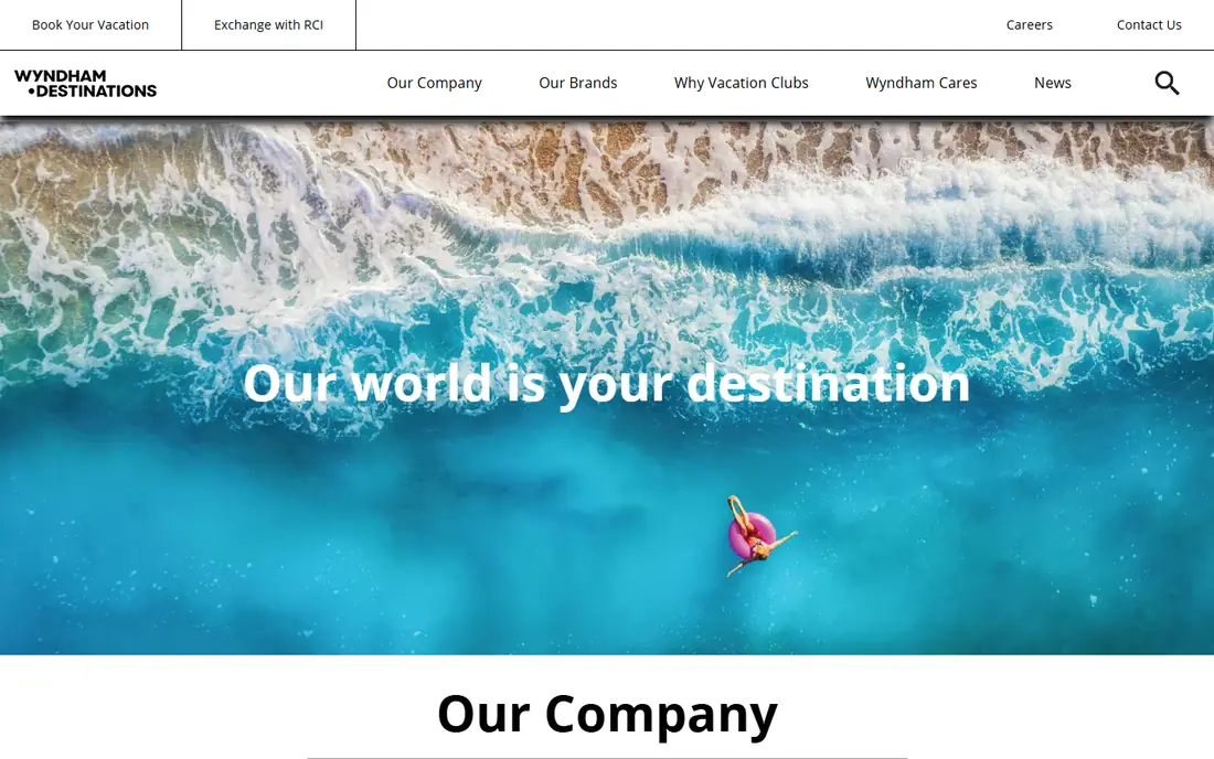 Wyndham Destinations homepage