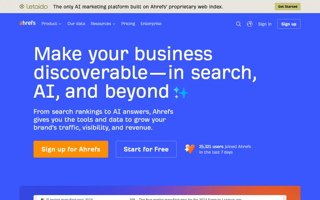 Ahrefs homepage