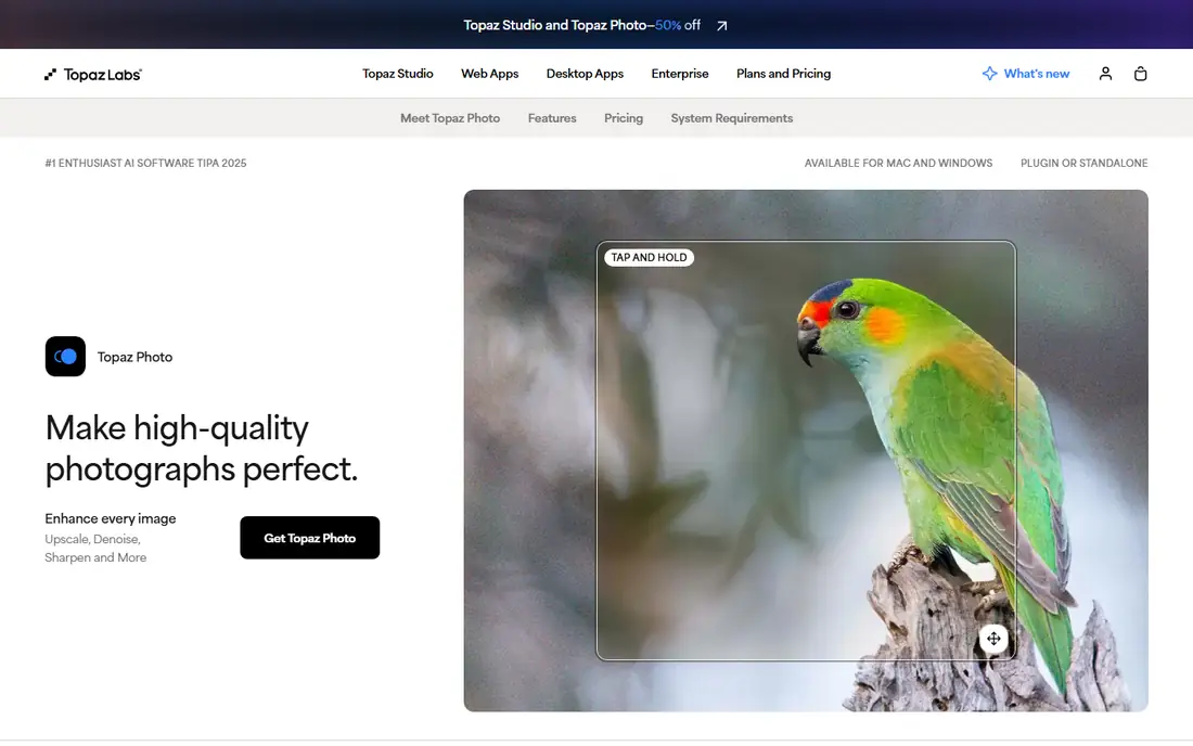 Topaz Photo AI homepage
