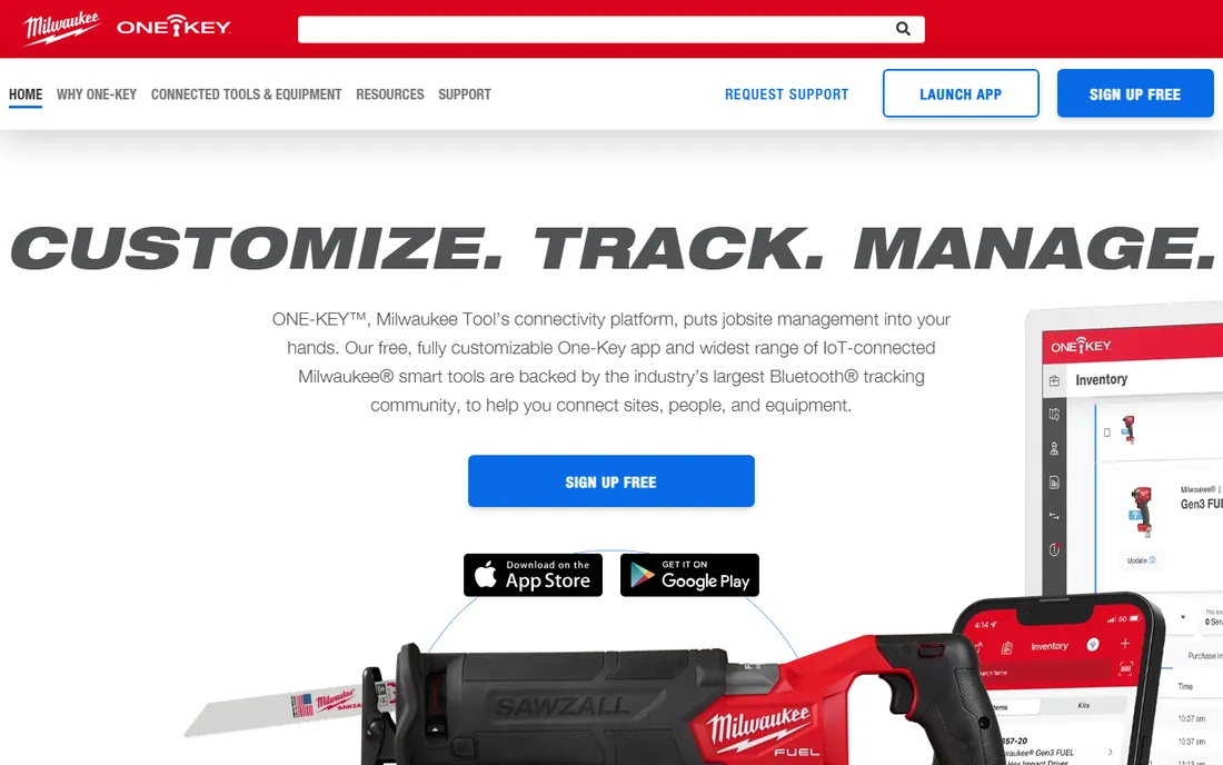 Milwaukee ONE-KEY homepage